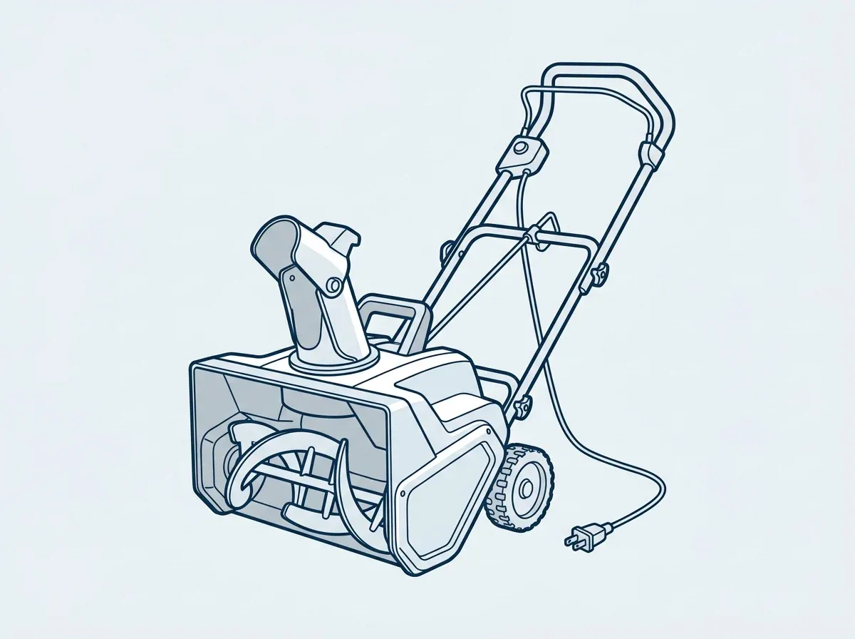 Illustration of a corded electric snow blower
